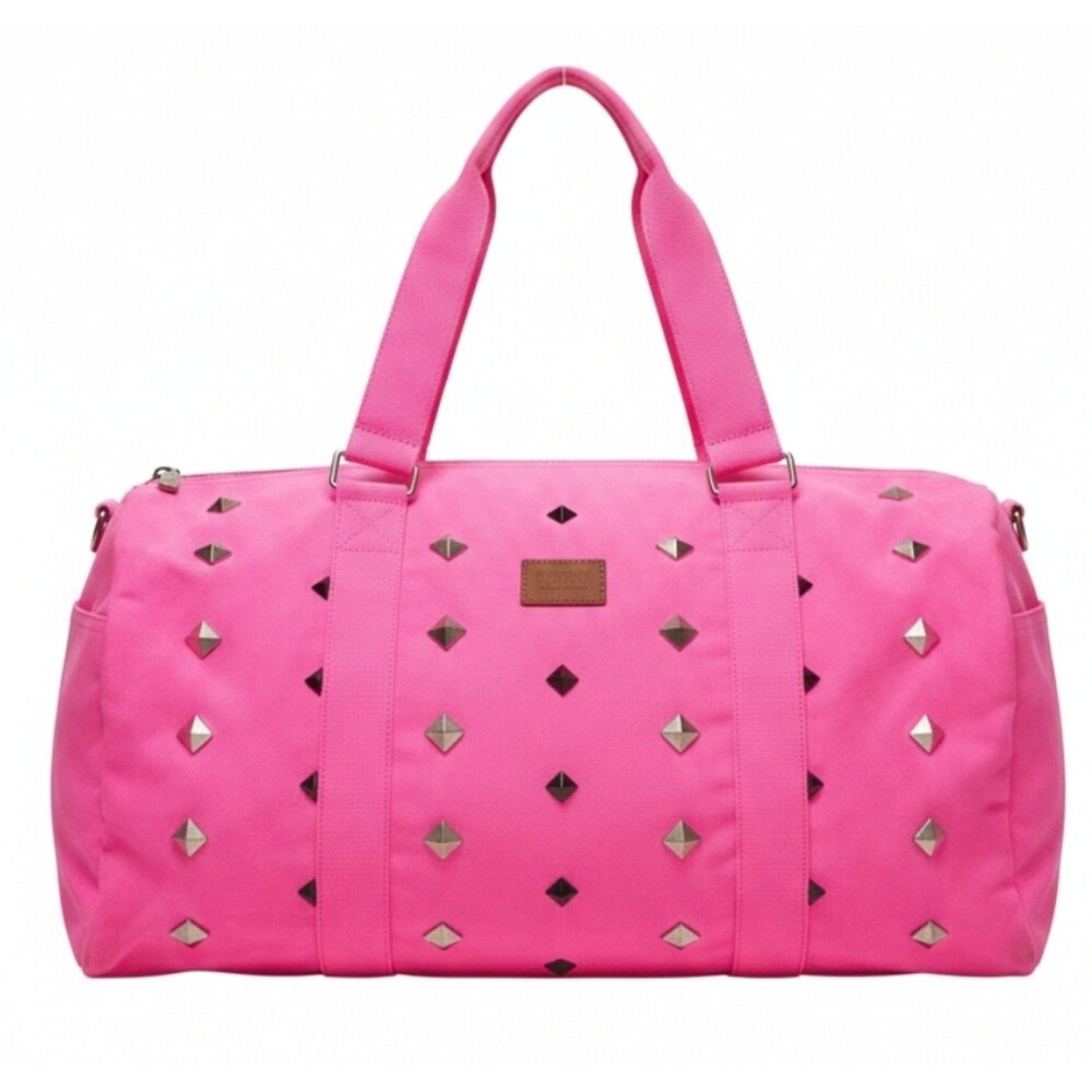 VICTORIA SECRET PINK Y2K VINTAGE DUFFLE CANVAS WITH STUDS DUFFLE BAG GYM NEW